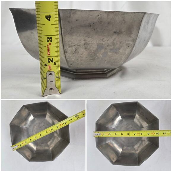 Vintage Gorham Pewter Candle Stick and Console Centerpiece Bowl Set Silver Toned - Picture 3 of 9